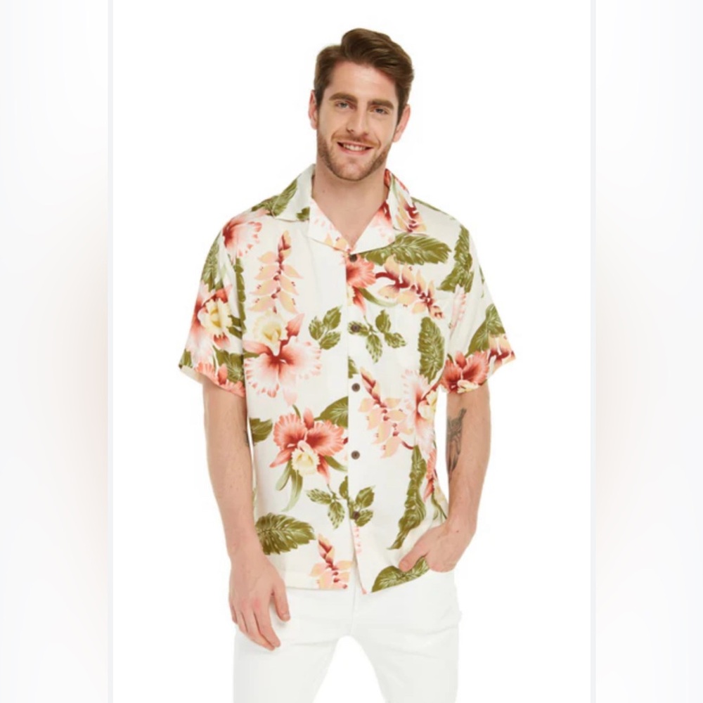 NWT Hawaii Hangover Men's Aloha Shirt Rafelsia Cream